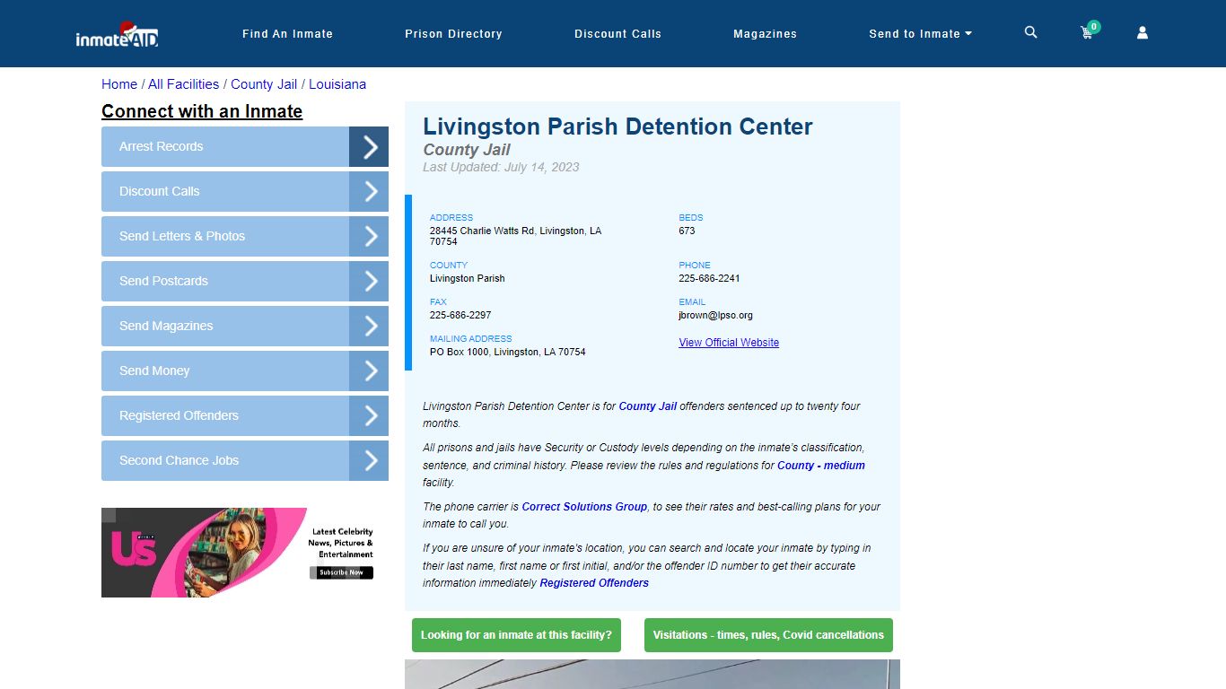 Livingston Parish Detention Center - Inmate Locator - Livingston, LA